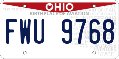 OH license plate FWU9768