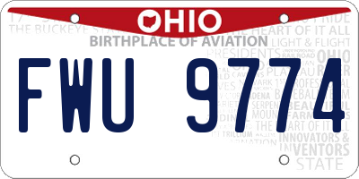 OH license plate FWU9774