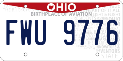 OH license plate FWU9776