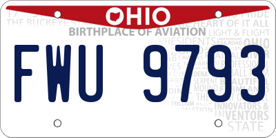 OH license plate FWU9793