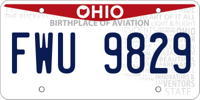 OH license plate FWU9829