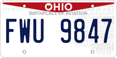 OH license plate FWU9847