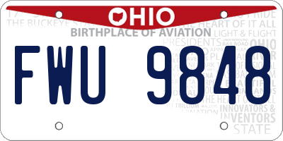 OH license plate FWU9848