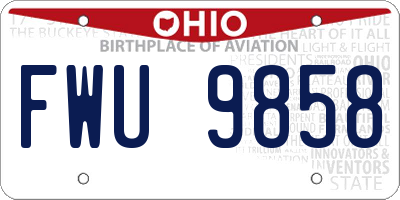 OH license plate FWU9858