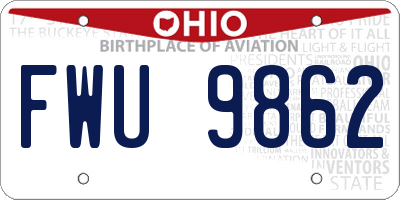 OH license plate FWU9862