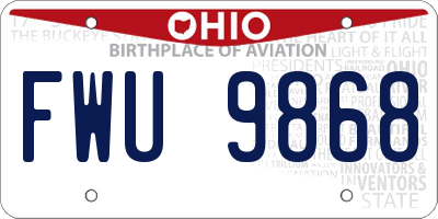 OH license plate FWU9868