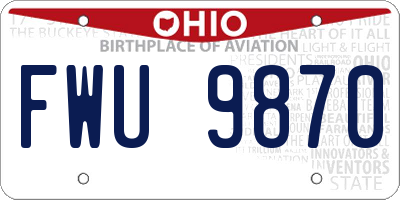 OH license plate FWU9870