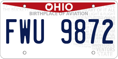OH license plate FWU9872
