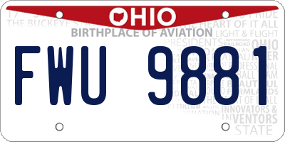OH license plate FWU9881