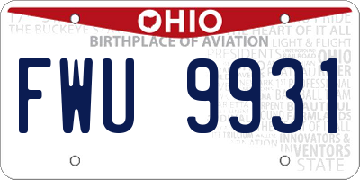 OH license plate FWU9931