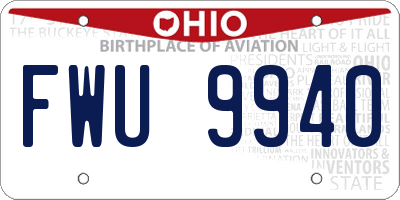 OH license plate FWU9940