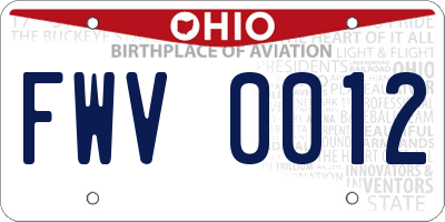 OH license plate FWV0012