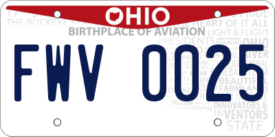 OH license plate FWV0025