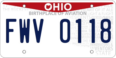 OH license plate FWV0118