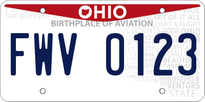 OH license plate FWV0123