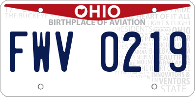 OH license plate FWV0219