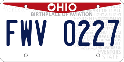 OH license plate FWV0227