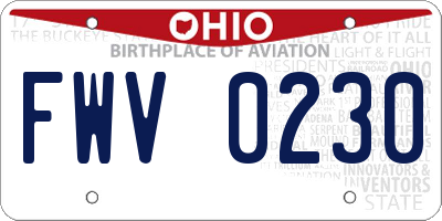 OH license plate FWV0230