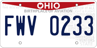OH license plate FWV0233