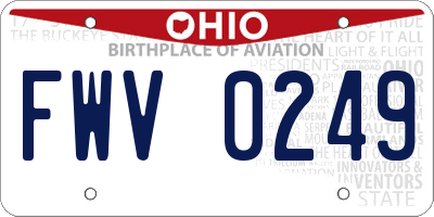 OH license plate FWV0249