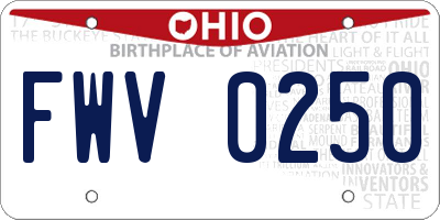 OH license plate FWV0250