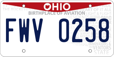 OH license plate FWV0258