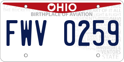 OH license plate FWV0259