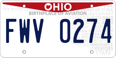 OH license plate FWV0274