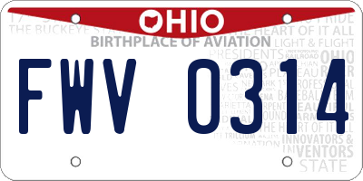 OH license plate FWV0314