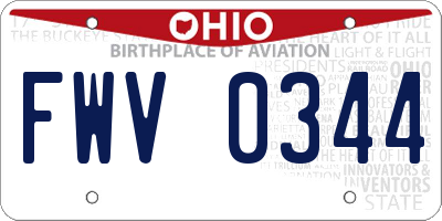 OH license plate FWV0344