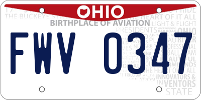 OH license plate FWV0347
