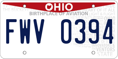 OH license plate FWV0394