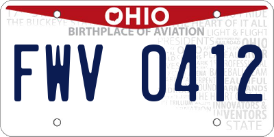 OH license plate FWV0412