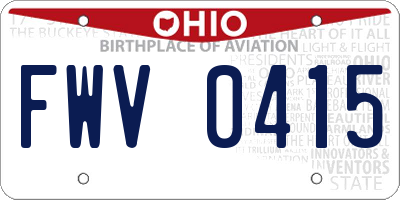 OH license plate FWV0415