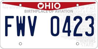 OH license plate FWV0423