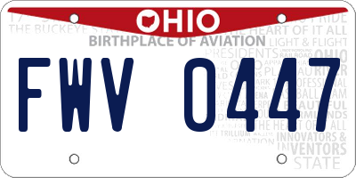 OH license plate FWV0447