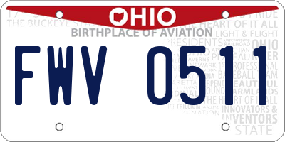 OH license plate FWV0511