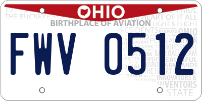 OH license plate FWV0512