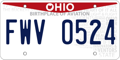 OH license plate FWV0524