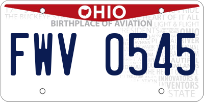 OH license plate FWV0545
