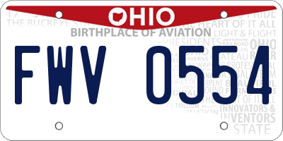 OH license plate FWV0554