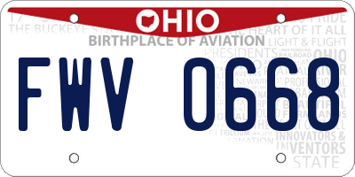 OH license plate FWV0668
