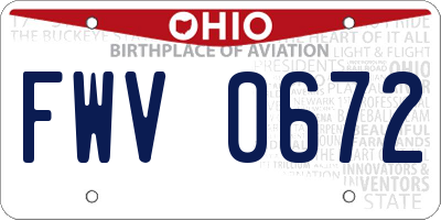 OH license plate FWV0672