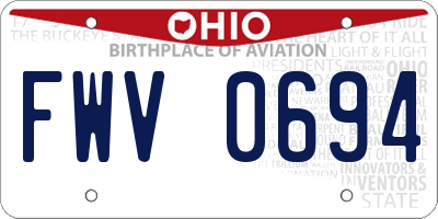 OH license plate FWV0694
