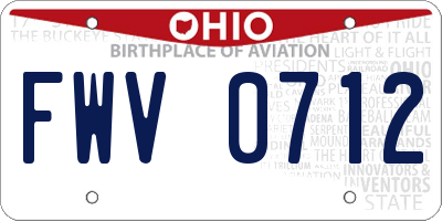 OH license plate FWV0712