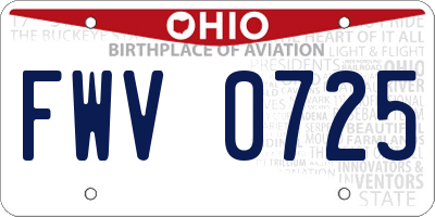 OH license plate FWV0725