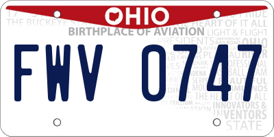 OH license plate FWV0747