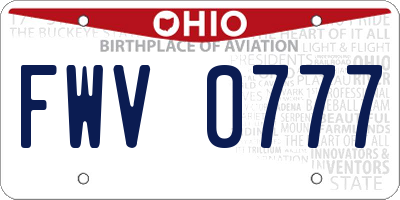OH license plate FWV0777
