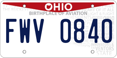 OH license plate FWV0840
