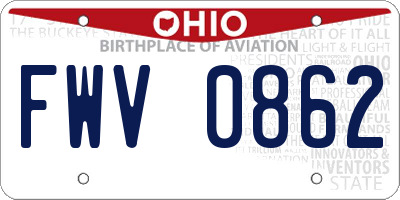 OH license plate FWV0862